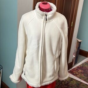 Green Tea  Jacket  coat  full zip front Cozy Sherpa lined  off-white  ivory